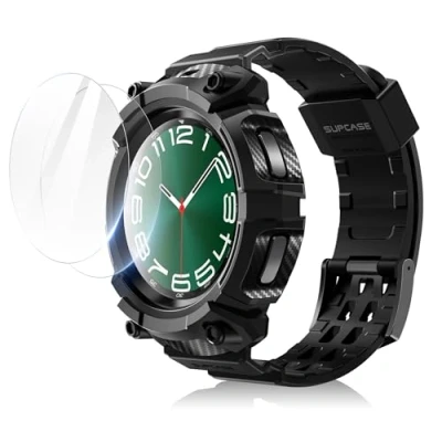 Bild av SUPCASE Unicorn Beetle Pro Series Fodral för Galaxy Watch 6 Classic 47 mm 2023, [2 Pack Skärmskydd av Härdat Glas] Robust med Rem (Svart)