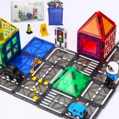 Bild av Cotepi 70 stycken magnetiska konstruktioner för barnspel, block leksaksbyggnader, perfekt presentval pojkar och flickor från 3 till 8 år