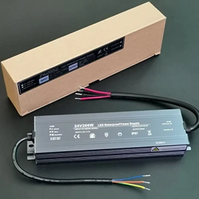 Bild av Alinana LED Transformator 24V 200W, IP67 Vattentät 230V till 24V, Nätadapter 200W för remsor Lampor, Skyltar, Utomhuskameror, 0 8,3A
