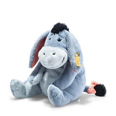 Bild av Steiff Disney Originals Åsna I Aah 25 cm sitter blågrått, mjuka cuddly vänner, Walt plyschfigur, Nalle Puh gosedjur, Eyore mjuk leksak av plysch, Puh, maskintvättbar