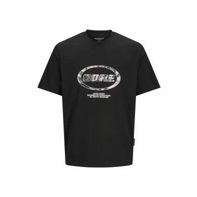 Bild av JACK &amp; JONES herr Jcolido AOP Front Print Tee Ss Cre Pls, svart, 3XL