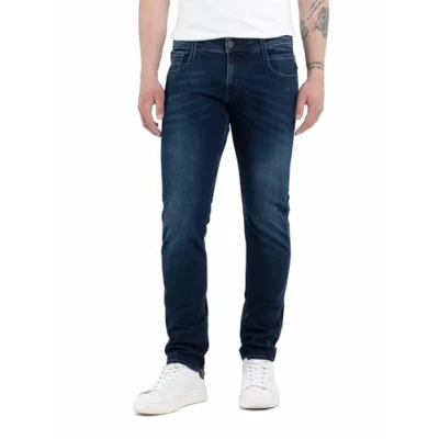 Bild av Replay herr Jeans Anbass Powerstretch Denim, 0073 Mörkblå, 32W / 32L