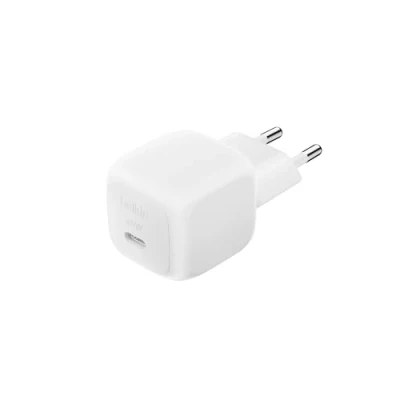 Bild av Belkin kompakt väggladdare 45 W, Snabbladdning med USB C Power Delivery för Apple iPhone 16, 16 Plus, Pro, Pro Max, 15 serien, Samsung Galaxy S25, iPad, AirPods m.fl. Vit
