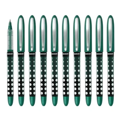 Bild av Westcott PULSAR kulspetspenna grön 10 stycken värdepaket Rollerball Pen grönt bläck exakt 0,5 mm linjetjocklek, transp. Nivåindikator, kapillärteknik, ergonomi. Handtag E 730648 00