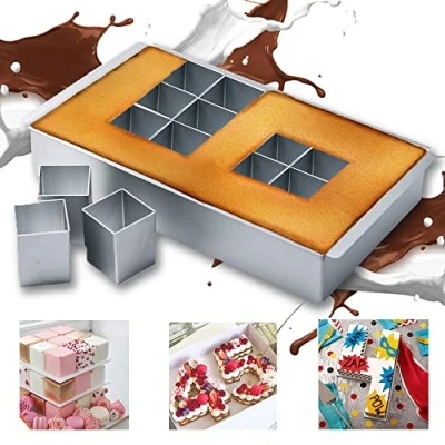 Bild av MEISHANG non stick bakformar set, justerbar gör det själv bakning, aluminium rektangulär, siffror bakform kakform, och bokstäver bakform, kakform
