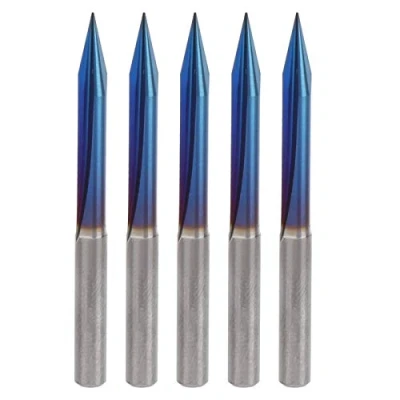 Bild av 5 st 2 flöjt V bits, rak bits 0,3 mm spets graveringsverktyg Blå 4 skaftfräs Volframstål CNC fräs x 30