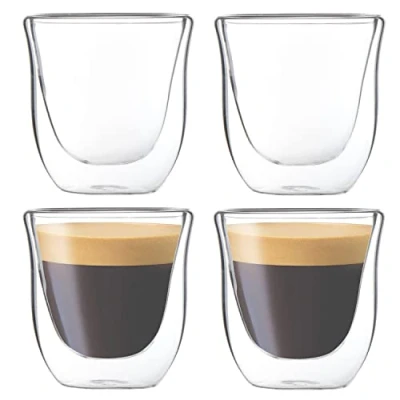Bild av Youngever 4 pack 85 ml espressokoppar, dubbelvägg termoisolerade glas kaffekoppar, 79