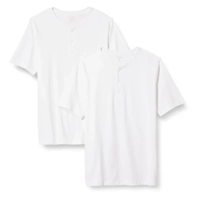 Bild av Amazon Essentials mäns normal passform kortärmad jersey Henley, 2 pack, vit, XX Large