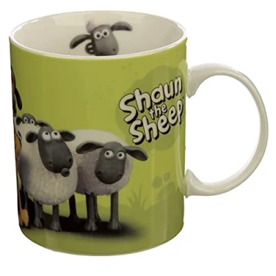 Bild av Puckator Shaun The Sheep Porslin Te Kaffemugg Grön Roliga Hemtillbehör Söta gåvor till flickvän Stora muggar för Män Kvinnor Varma Drycker Koppar Presenter Hemlig Tomte Gåva Koppset