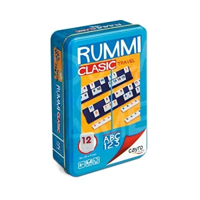 Bild av Cayro Rummy från 8 år klassisk modell roligt brädspel för barn och vuxna reseutgåva i metalllåda perfekt 2 till 4 spelare