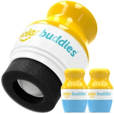 Bild av Solar Buddies Solskyddsapplikator Blå, 2 pack Påfyllningsbar Roll on Svampapplikator för Solskydd, Solkräm &amp; Lotion Barn, Vuxna Familjer Innehåller 100 ml