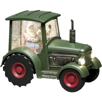 Bild av Konstsmide juldekorationer LED snöglob lykta jultomten i en traktor/inomhus, 5 timmars timer/batteridrift: 3 x AA 1,5 V (exkl.)/Jullykta 1 varm vit diod