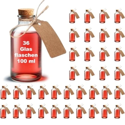 Bild av casavetro 36 x 100 ml små glasflaskor 10 cm hög bordsdekoration, flaskor för bröllop set gästpresenter