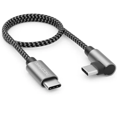 Bild av deleyCON 0,30m USB C Kabel 1x 90 Vinklad PD3.0 (60 W Snabbladdning) Kort 30cm till Laddningskabel för iPhone 16 15 Pro Max Samsung S24 S23 Pixel iPad MacBook Air Surfplattor PS5