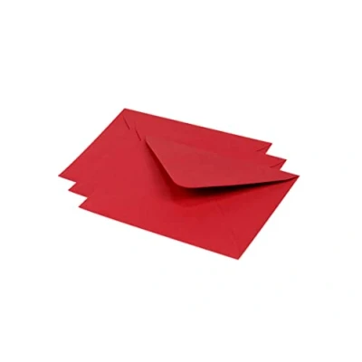 Bild av Clairefontaine Ref 60158C pollenkuvert (paket med 20) 125 x 138 mm storlek, 120 gsm papper, gummerad tätning, bläckstråleskrivare och laserskrivarkompatibel, syrafri intensiv röd