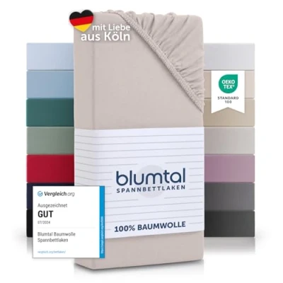 Bild av Blumtal Basics Fitted Sheet Topper Draperilakan av 100% mjuk bomull, sängkläder, röd
