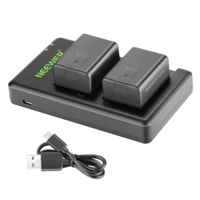 Bild av Neewer VW VBT190 batteri (2 pack/1950 mAh) och dubbel USB laddare set kompatibel med Panasonic HC V110 V130 V160 V180 V201 V210 V250 V380 V510 V550 V710V770 VX870