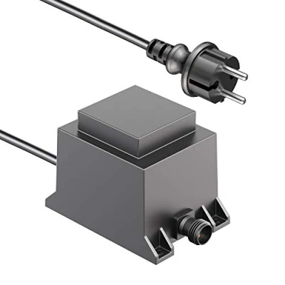 Bild av ledscom.de 40W LED transformator strömförsörjning/transformator för NEMO plug in system, stickpropp, 12V AC, svart, IP68, lågspänning, vattentät, likspänning, likström, helt isolerad,