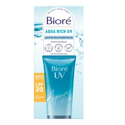 Bild av Biore Aqua Rich UV lätt fuktvätska för ansiktet solskydd solskyddsfaktor SPF 30 UVA/UVB Fungerar under makeup icke fet