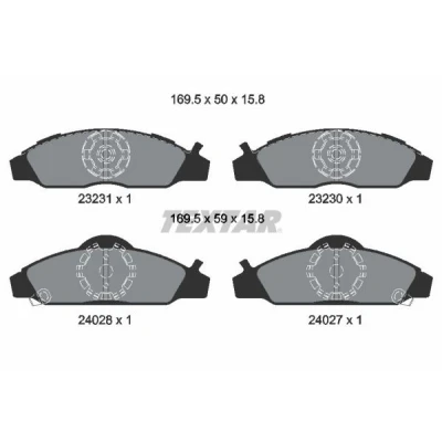 Bild av TEXTAR 2323101 Jeu de plaquettes frein avec indicateur d&#039;usure SSANGYONG: Musso SUV, Korando II Sports Pick up, DAEWOO: