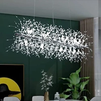 Bild av Kristall modern ljuskrona, 12 ljus matrum ljuskrona med genomskinliga K9 kristallpärlor, för vardagsrum kök sovrum L 92 cm (silver)