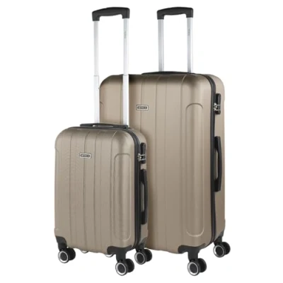 Bild av ITACA Set med 2 Rigid Travel Resväskor 55/65 cm 4 hjul ABS. Resistenta och Lätta. Övre sidaHandtag Integrerat kombinationslås. Liten stuga godkänd Medium., Champagne