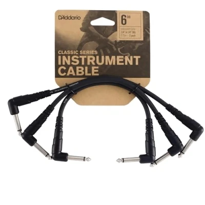 Bild av D&#039;Addario Gitarrkabel gitarrlappkabel instrumentkabel gitarrtillbehör klassisk seriekabel 0,5 fot/152,4 mm rät vinkel mörkgrå 3 pack