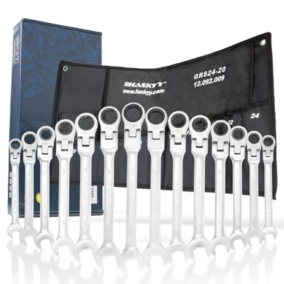 Bild av Haskyy 14 delad Spärrringnyckel set 8 24 mm 180 vridbart spärr ring huvud kombinationsnyckelsats