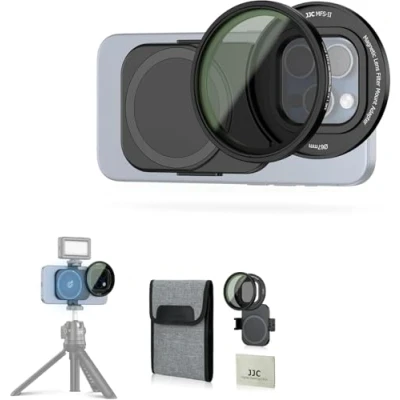 Bild av JJC 67 mm magnetiskt telefonfilteradapter med variabel ND2 128 (7 stopp) filter för Phone 14 15 16, Pro, Plus, Pro Max serien, neutral densitet ND
