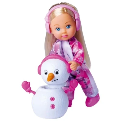 Bild av Simba 105733646 Evi LOVE Snö i Söt Snödräkt med Snögubbe att Bygga, 12 cm, Från 3 år