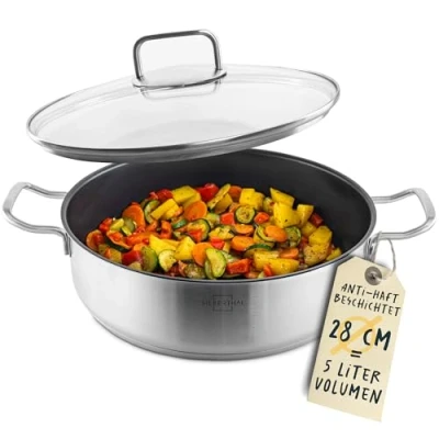 Bild av SILBERTHAL frying pan 28 cm high edge coated serving with lid oven safe up to 250 suitable for induction 5 l
