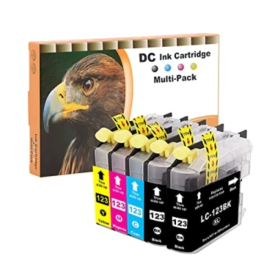 Bild av D&amp;C 5x bläckpatroner kompatibla med Brother LC 123 LC123 XL för DCP J132W J152W J172W J4110DW J552DW J752DW MFC J245 J4410DW J4510DW J4610DW J470DW J4710DW J650DW