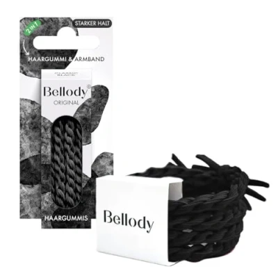 Bild av Bellody® Original Hair Bobbles snygga flätade hårsnoddar med starkt grepp (4 delar klassisk svart) hårsnodd för kvinnor svart