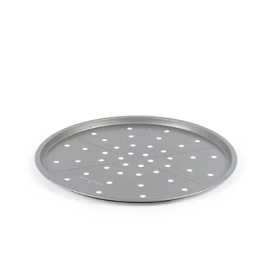 Bild av Salter Essentials pizzabricka non stick beläggning, rund bakbricka, diskmaskinssäker, lätt att rengöra, tillverkad i Storbritannien, hållbart kolstål, vitlöksbröd, ugnsblad, PFOA fri, BW13671