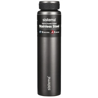 Bild av Sistema Hydrate rostfritt stål vattenflaska 280 ml BPA fri dubbelvägg vakuumisolerad metall håller vätska varm och sval blandade färger