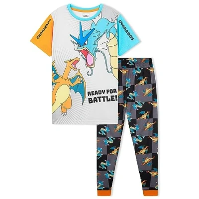 Bild av Pokemon pyjamas pojkar barn 414 år sommar vinter nattkläder topp kort pyjamasbyxor lång, Grå / svart, 6 7