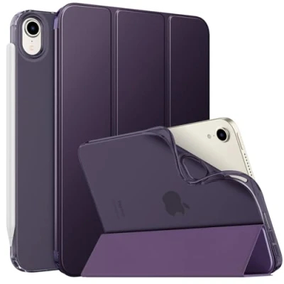 Bild av MoKo Case Fit New iPad Mini 7 (A17 Pro) 2024, 6th Generation 2021 (8.3 inch), 6 Case, Soft TPU Translucent Frosted Back Cover for 7th, Dark Purple