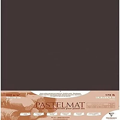 Bild av Clairefontaine Ref 96009C Pastelmatta kortark (paket med 5 ark) 360 gsm kort 50 x 70 cm antracitfärg speciellt formulerad för användning pasteller
