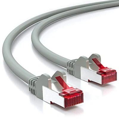 Bild av deleyCON 2m CAT6 Patchkabel S/FTP PIMF Skärmning CAT 6 RJ45 Nätverkskabel Ethernet Kabel LAN DSL Switch Router Modem Access Point Patch Paneler Grå