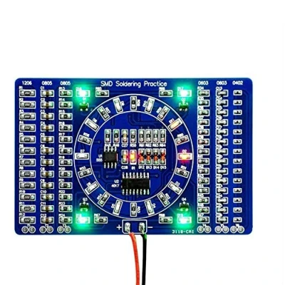 Bild av COVVY Roterande LED SMD NE555 lödning övningstavla gör det själv kit skicklighetsutbildning elektronisk PCB kortmodul kostym