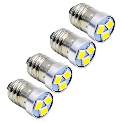 Bild av Ruiandsion 4 st 3 V 6 12 E10 LED lampa 3030 3SMD vit ersättning uppgradering för pannlampor ficklampor ficklampa, negativ jord (3 V)