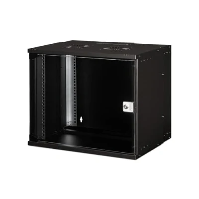 Bild av DIGITUS Nätverksskåp 19 tums rack 9 U omonterat väggmontering 400 mm djup 327 användbart lastkapacitet 60 kg glasdörr SOHO Pro serien svart