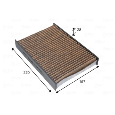 Bild av VALEO 701034 Filtre d&#039;habitacle à charbon actif avec polyphenol, une activité antifongique, aux propriétés anti allergènes 157 220 28