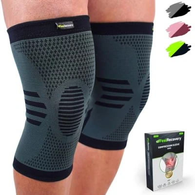 Bild av 2 Paket Knäskydd för Män &amp; Kvinnor Knästöd Löpning, Träning, Gym, Sport Elastiskt Knäbandage Menisk, Artrit, Knäskada Andningsbar Halkfri (Svart, M)