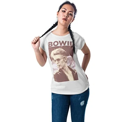 Bild av Mister Tee David Bowie Tshirt med print, Storlek: Small, White