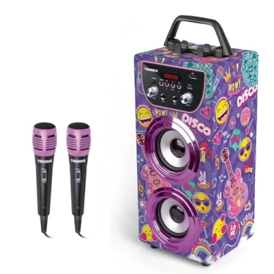 Bild av Trendix Karaoke 2 trådlösa mikrofoner Neon World Barnkaraoke Karaokehögtalare Flickkaraoke &amp; Pojkkaraoke Bluetooth högtalare med mikrofon FM radio
