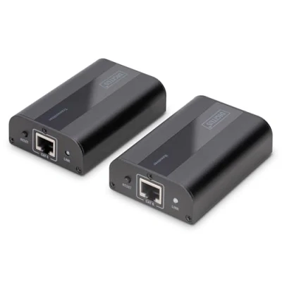 Bild av DIGITUS HDMI Extender Ultra HD, 4K, 60Hz Set (sändare/mottagare) upp till 60 m räckvidd patchkabel (Cat 6, Cat 6A, 7) svart