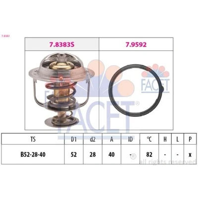 Bild av FACET 7.8383 Thermostat d&#039;eau 82 52 Made in Italy OE Equivalent avec joint d&#039;étanchéite MAZDA: 2 3/5 portes, 5, 3 5 portes