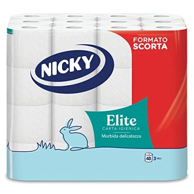 Bild av Nicky Elite toalettpapper, 48 rullar, 150 fluffiga, 3 lagers blad, mjukt och hållbart, dermatologiskt testat, 100% FSC® certifierat