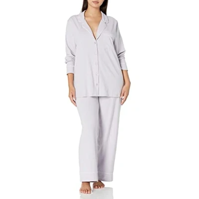 Bild av Amazon Essentials dam bomull modal långärmad skjorta och full längd botten pyjamas set (finns i plusstorlek), lila, medium